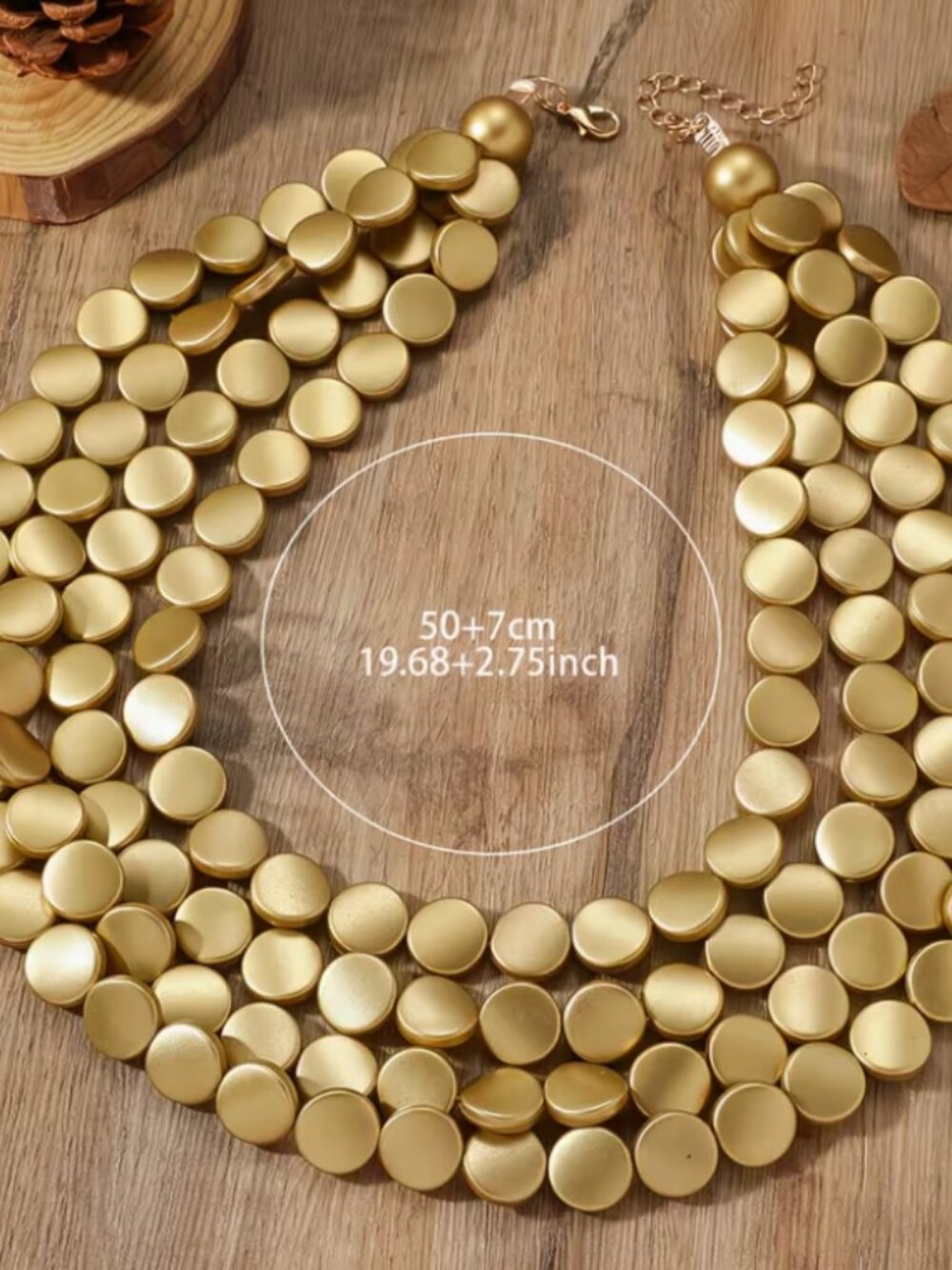 Multi-layer Golden Beaded Necklace - Picture 4 of 4